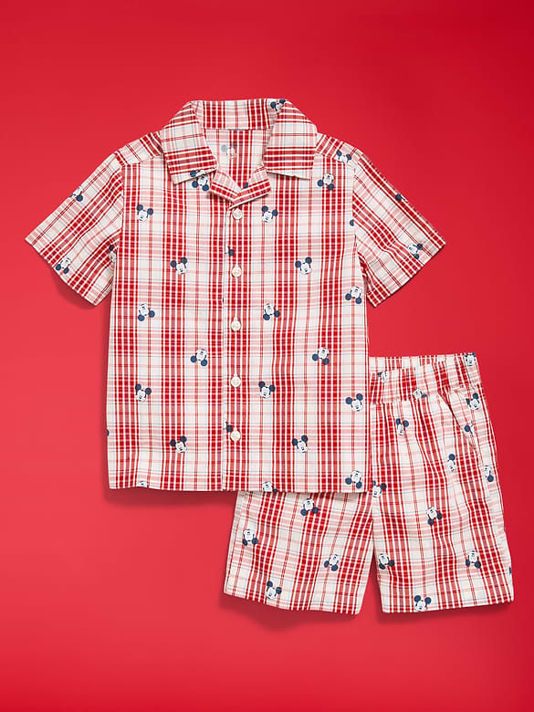 Old Navy x Disney Mickey Mouse Short-Sleeve Plaid Shirt and Shorts Set for Toddler Boys