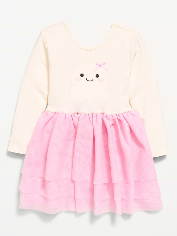 Long-Sleeve Graphic Tutu Dress for Toddler Girls
