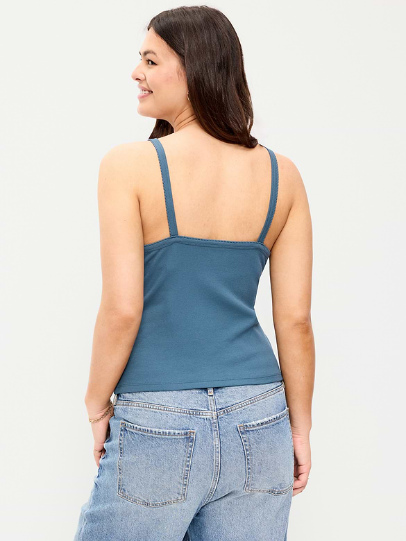 Button-Front Cami Tank Top
