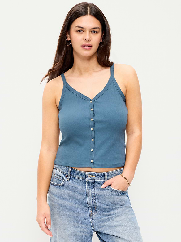 Button-Front Cami Tank Top
