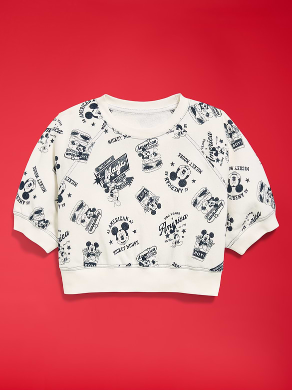 Old Navy x Disney Mickey Mouse Short-Sleeve Cropped Raglan Fleece Sweatshirt for Girls