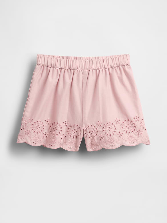 Baby & Toddler Eyelet Hem Pull-On Shorts