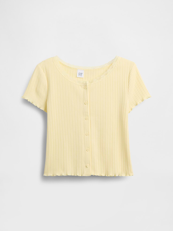 Image number 2 showing, Kids Pointelle Rib Button-Front T-Shirt