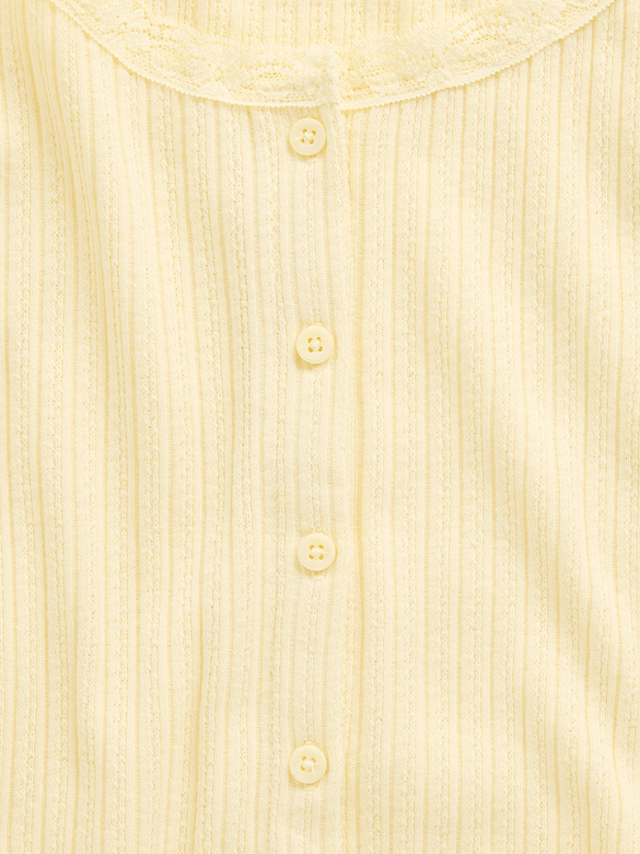 Kids Pointelle Rib Button-Front T-Shirt