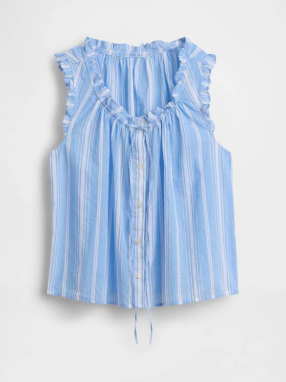 Relaxed Sleeveless Tie-Neck Top