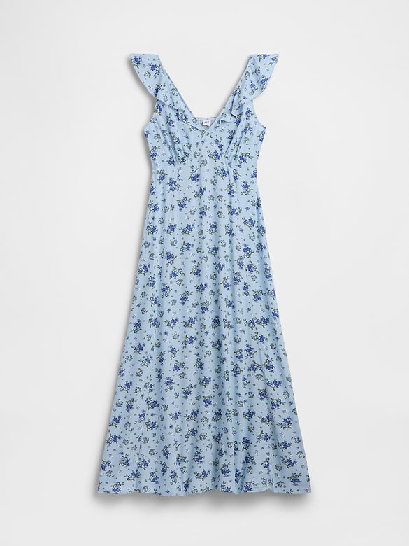 Ruffle V-Neck Maxi Dress