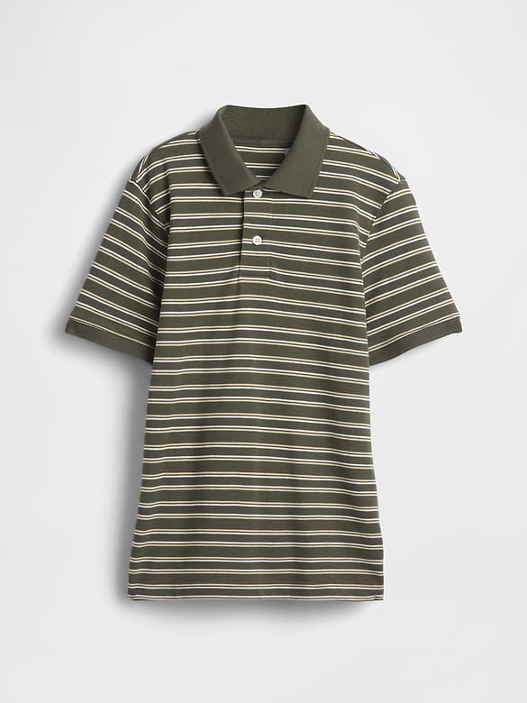 Kids Stripe Pique Polo Shirt