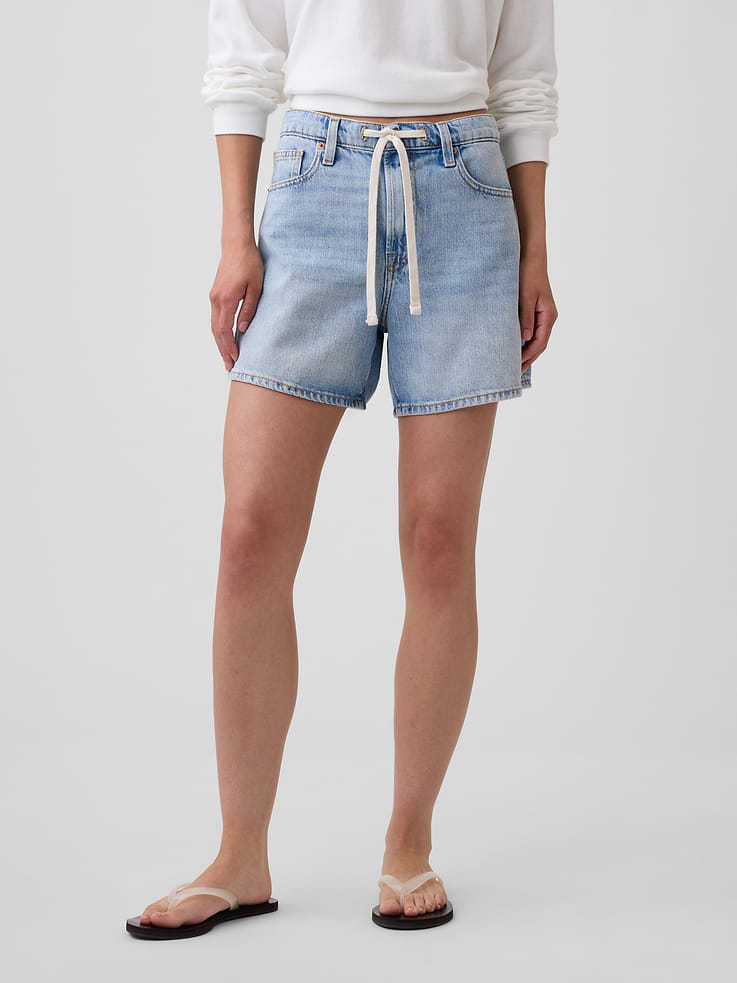 Image number 2 showing, SuperSoft Drawstring Denim Midi Shorts