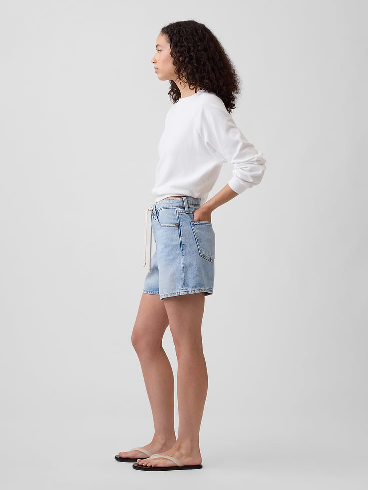 Image number 3 showing, SuperSoft Drawstring Denim Midi Shorts