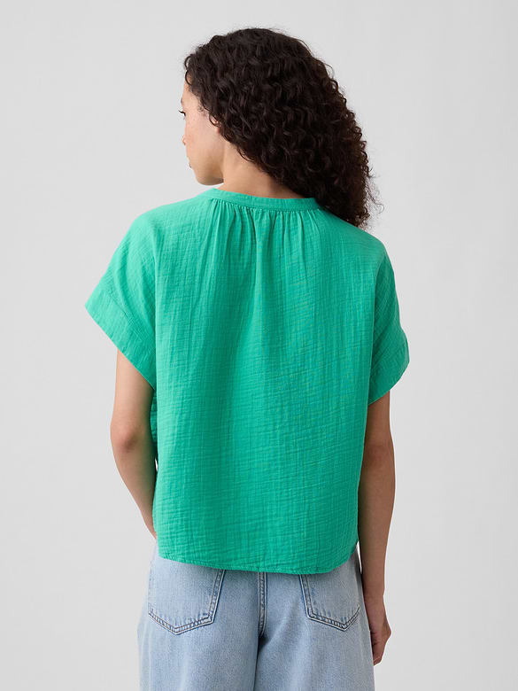 Relaxed Button-Up Gauze Top