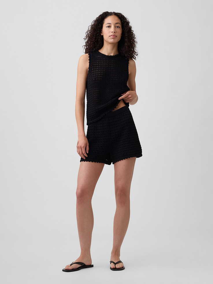 Image number 1 showing, Relaxed Pull-On Crochet Sweater Shorts