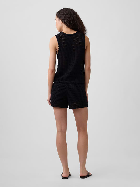 Relaxed Pull-On Crochet Sweater Shorts