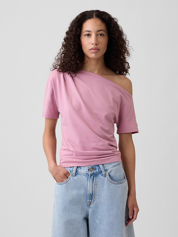 Stretch Jersey One-Shoulder Top