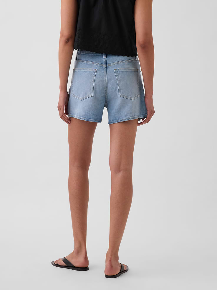 Image number 4 showing, 3.5" High Rise Relaxed Straight Denim Shorts
