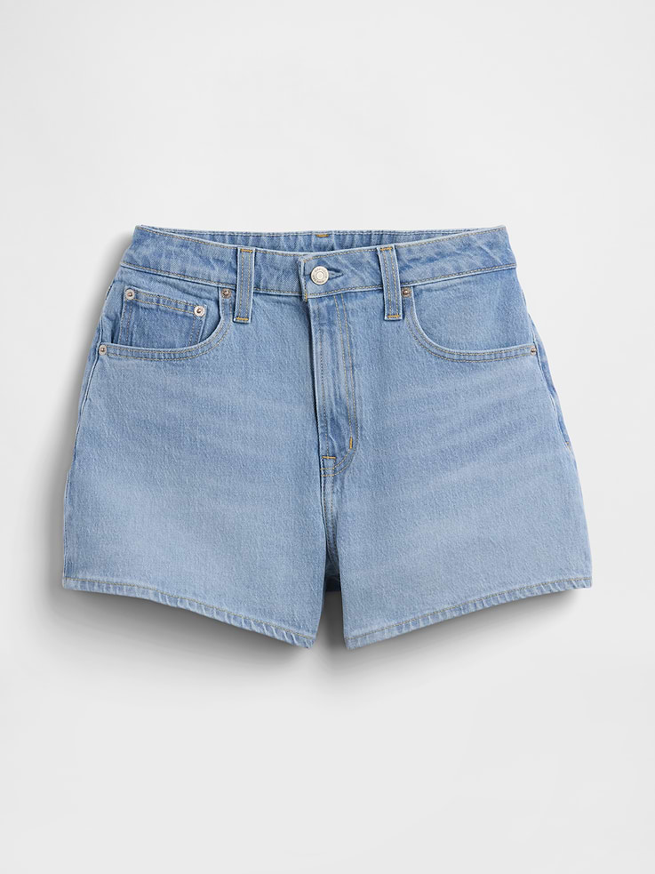 Image number 5 showing, 3.5" High Rise Relaxed Straight Denim Shorts