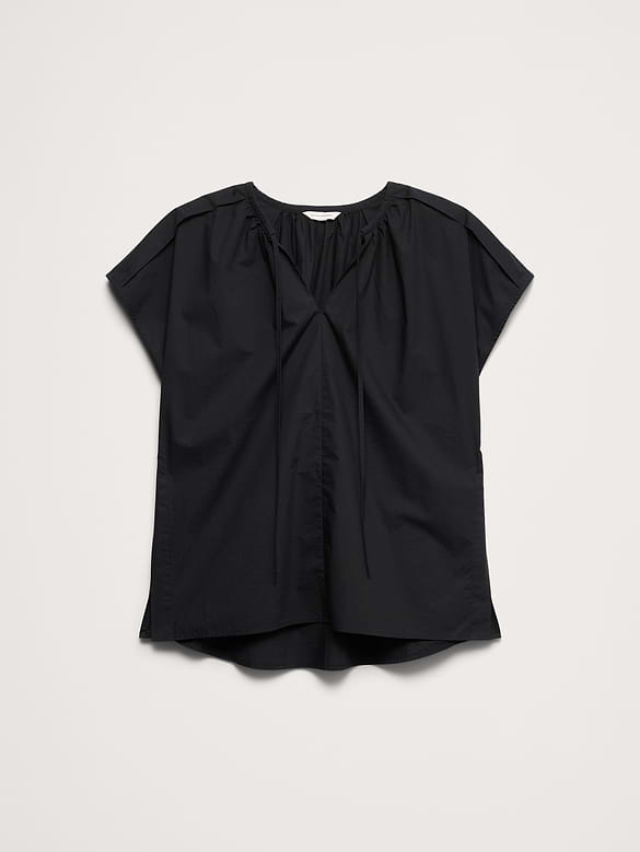 Cotton Poplin Split-Neck Tunic