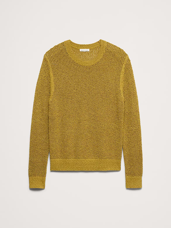 Textured Mesh Crew-Neck Sweater