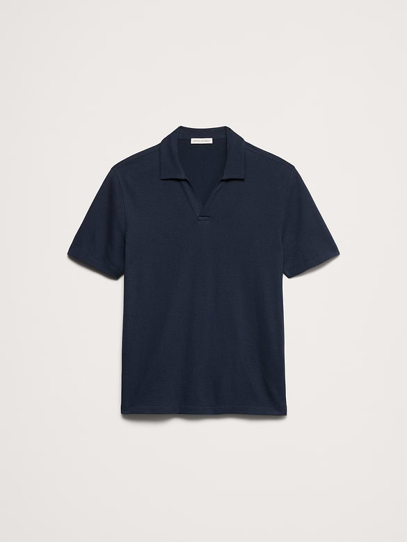 Mesh Johnny-Collar Polo