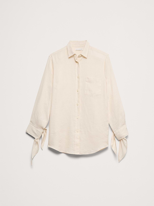 The Oversized Tie-Cuff Shirt in Linen