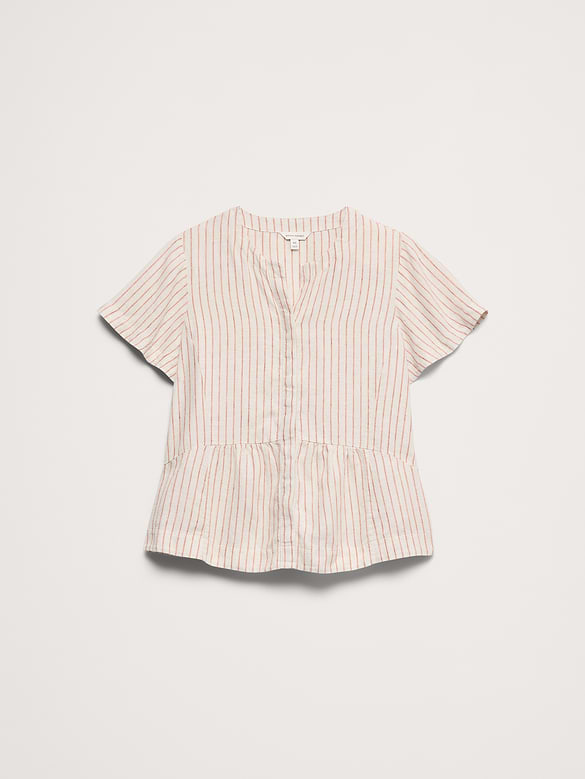 Linen Flutter-Sleeve Top