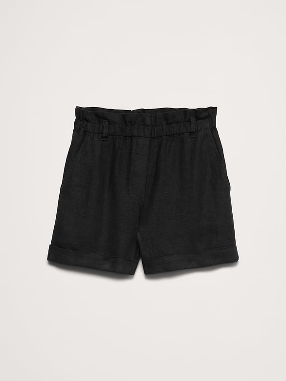 3.5" Paperbag-Waist Pull-On Linen Short