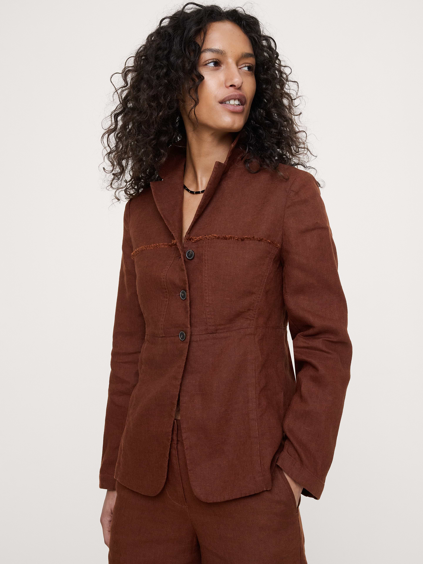 Image number 1 showing, Fringe Linen Blazer