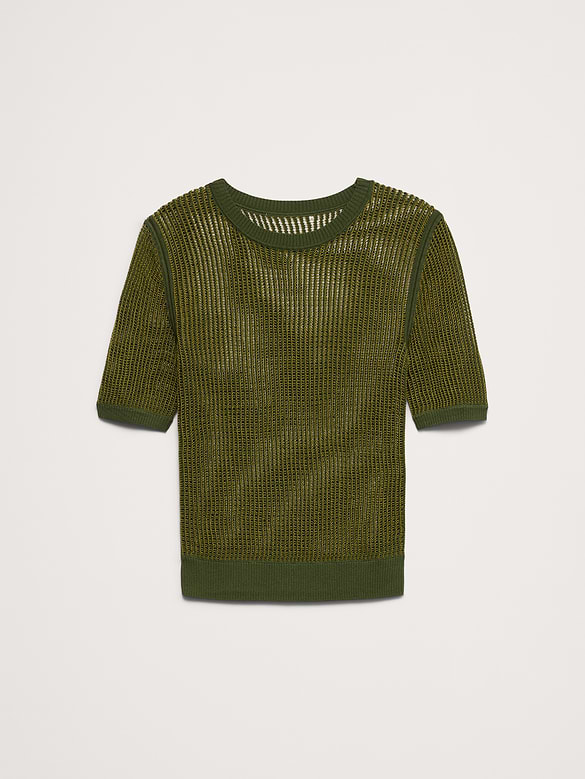 Mesh Crew-Neck Sweater Tee