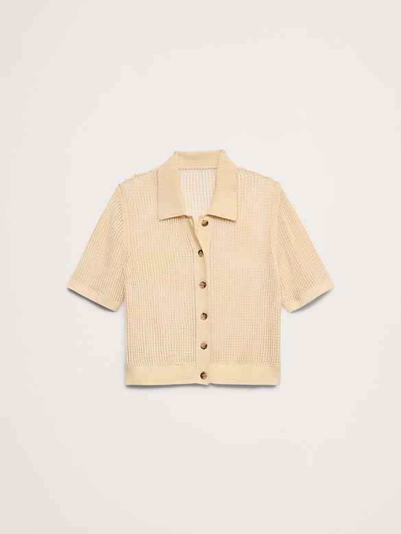 Mesh Polo Cardigan