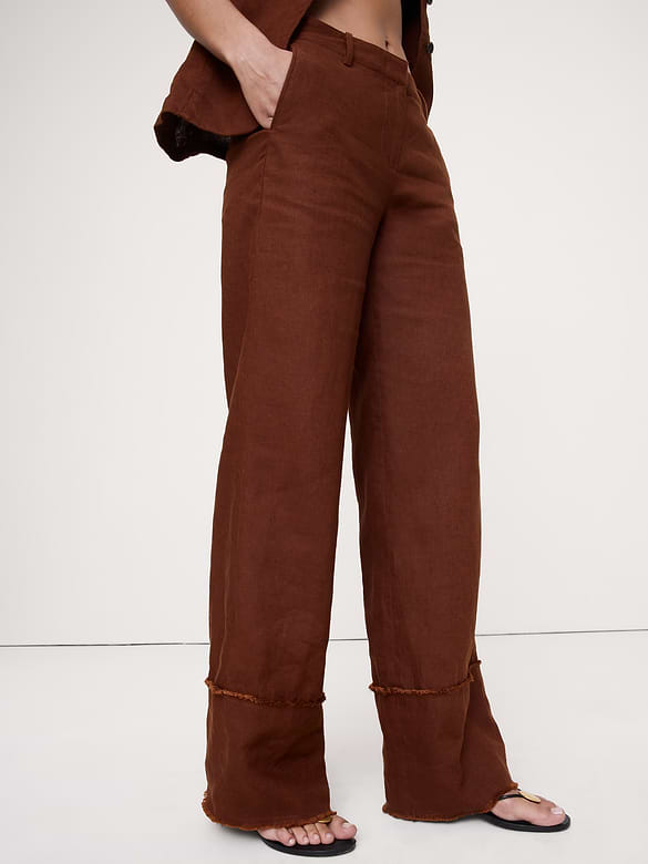 The Everyday Wide-Leg Pant in Fringe-Hem Linen