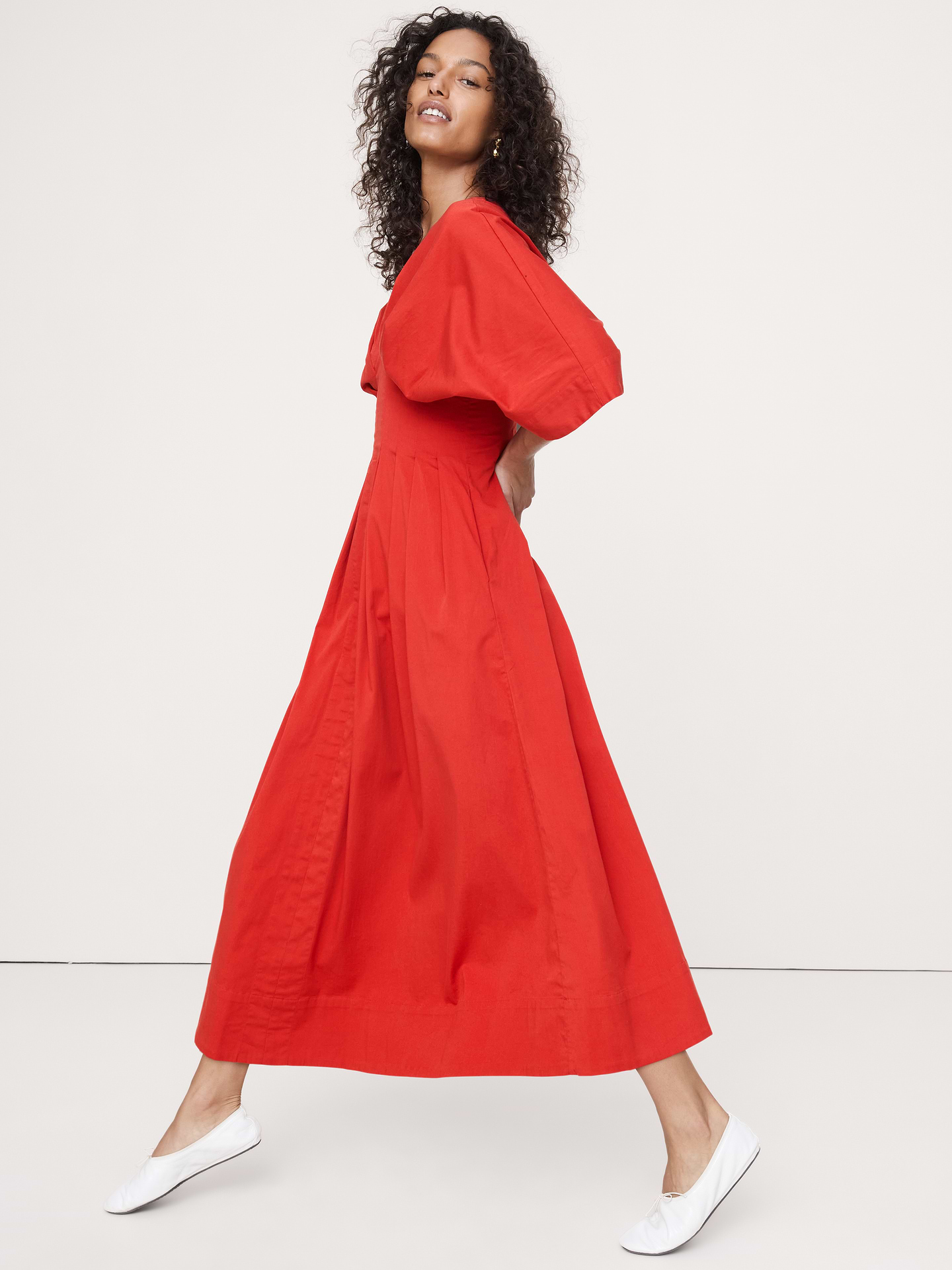 Image number 5 showing, Stretch-Cotton Pleated Maxi Dress