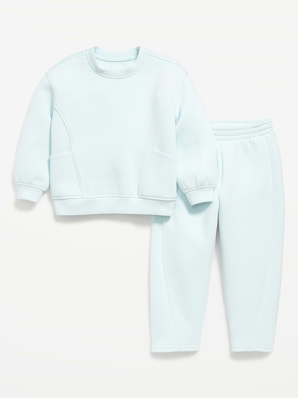 Ensemble chandail ras du cou et pantalon molleton raffiné pour toute-petite