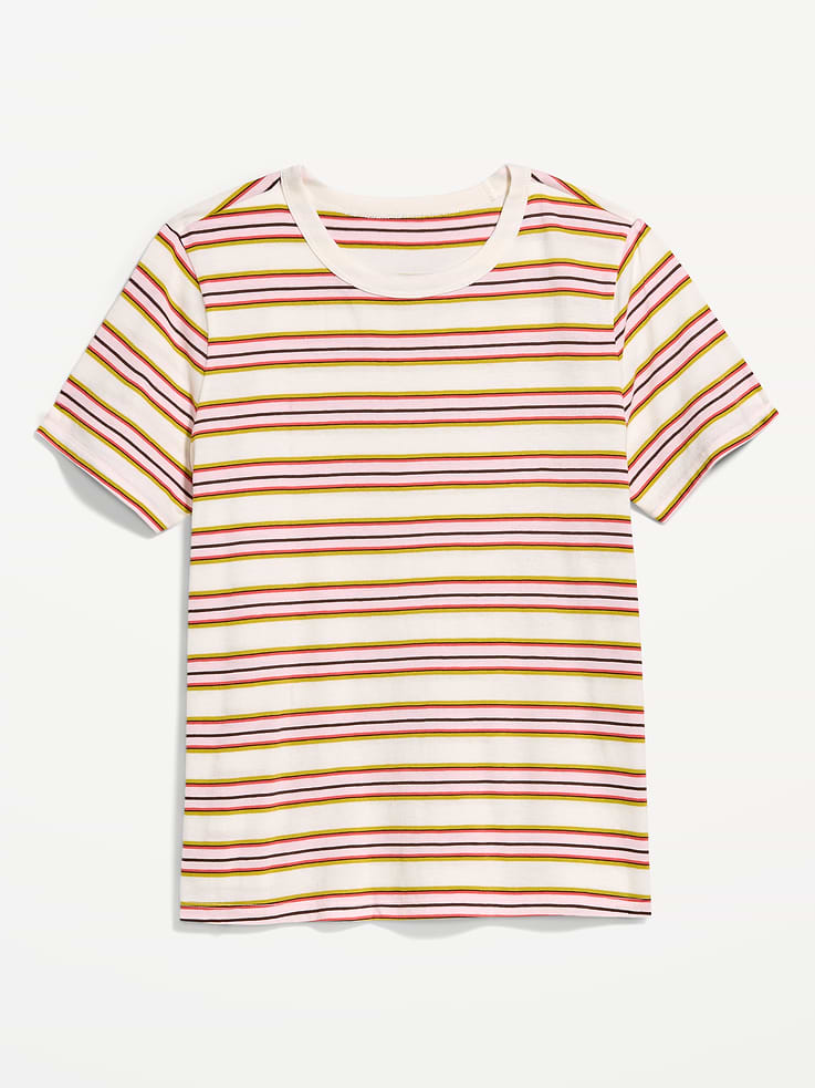 L'image numéro 4 présente T-shirt ras du cou passe-partout à rayures