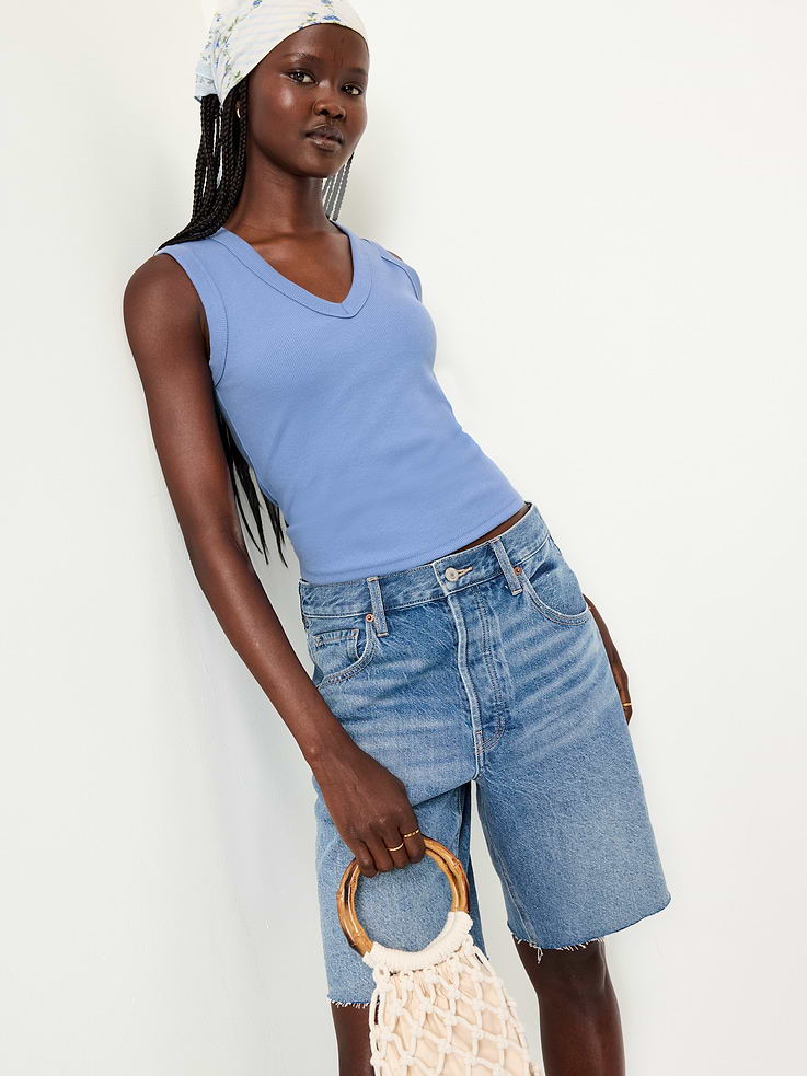 Image number 3 showing, Snug Crop V-Neck Tank Top