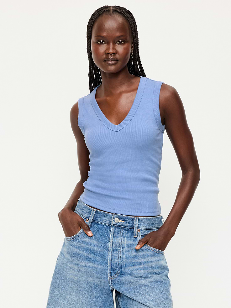 Image number 1 showing, Snug Crop V-Neck Tank Top