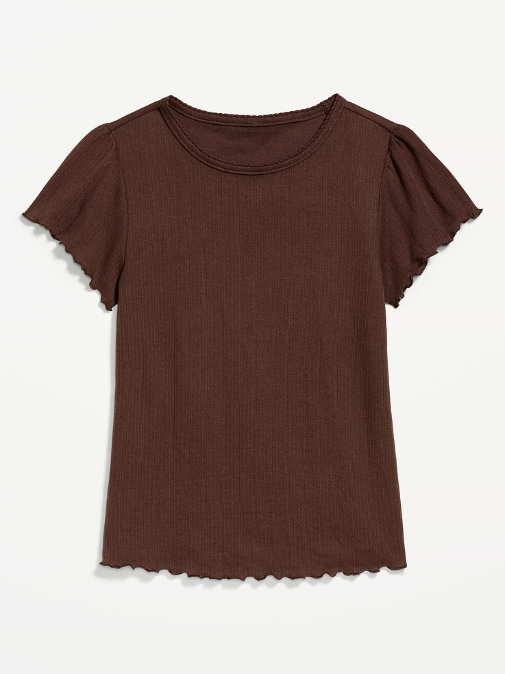 Image number 4 showing, Lettuce-Edge Pointelle Top