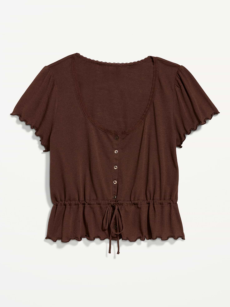Image number 4 showing, Lace-Trim Button-Down Top