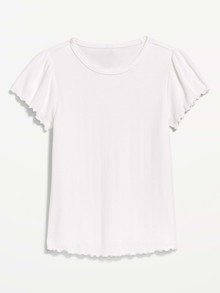 Image number 4 showing, Lettuce-Edge Pointelle Top