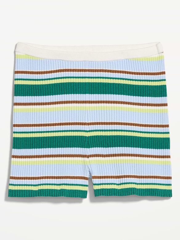 High-Waisted Ribbed Mini Bike Shorts