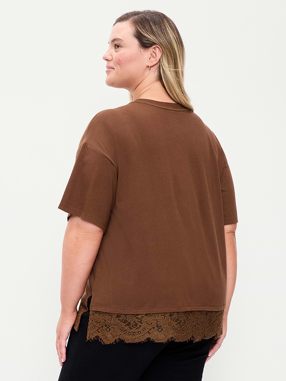 Oversized Lace Hem T-Shirt