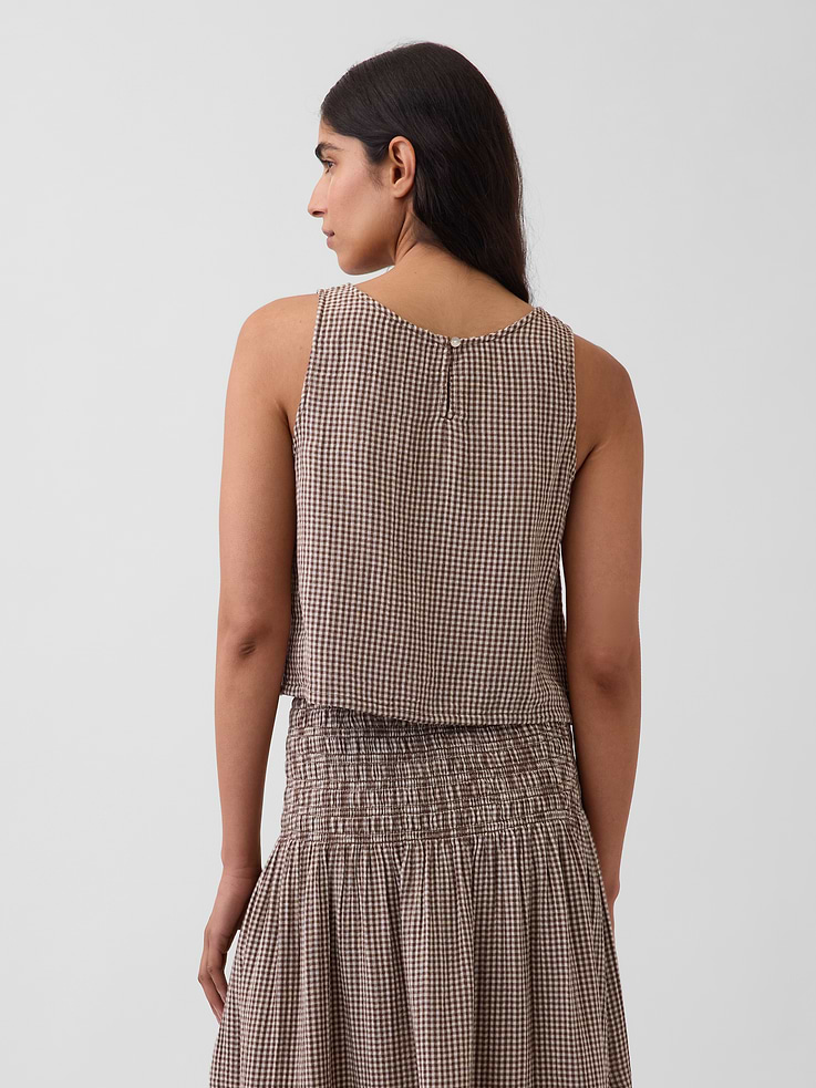 Image number 3 showing, Cotton Gauze Racer Shell Tank Top