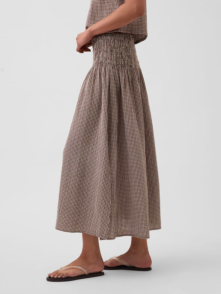 Image number 3 showing, Cotton Gauze Smocked-Waist Maxi Skirt