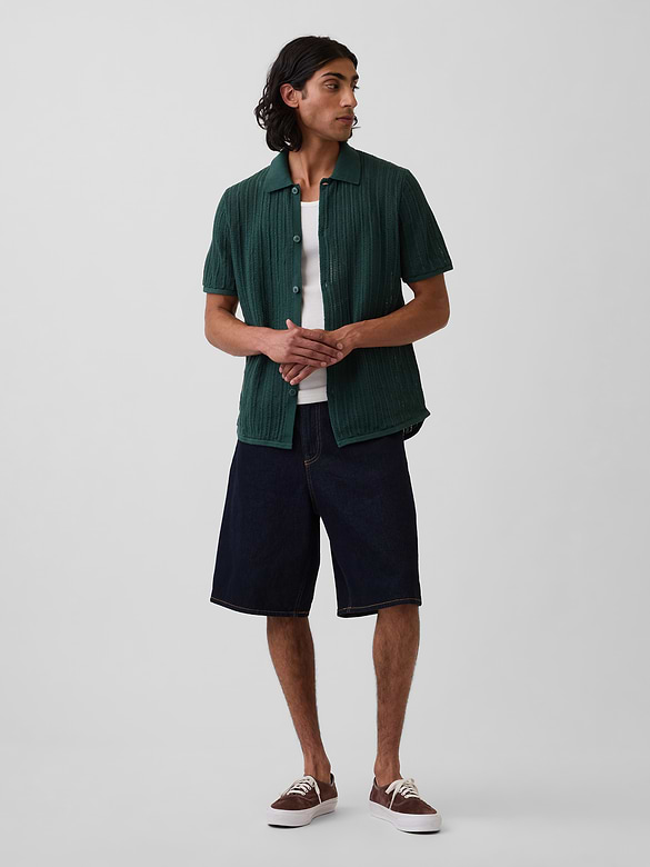 Textured Relaxed Sweater Shirt