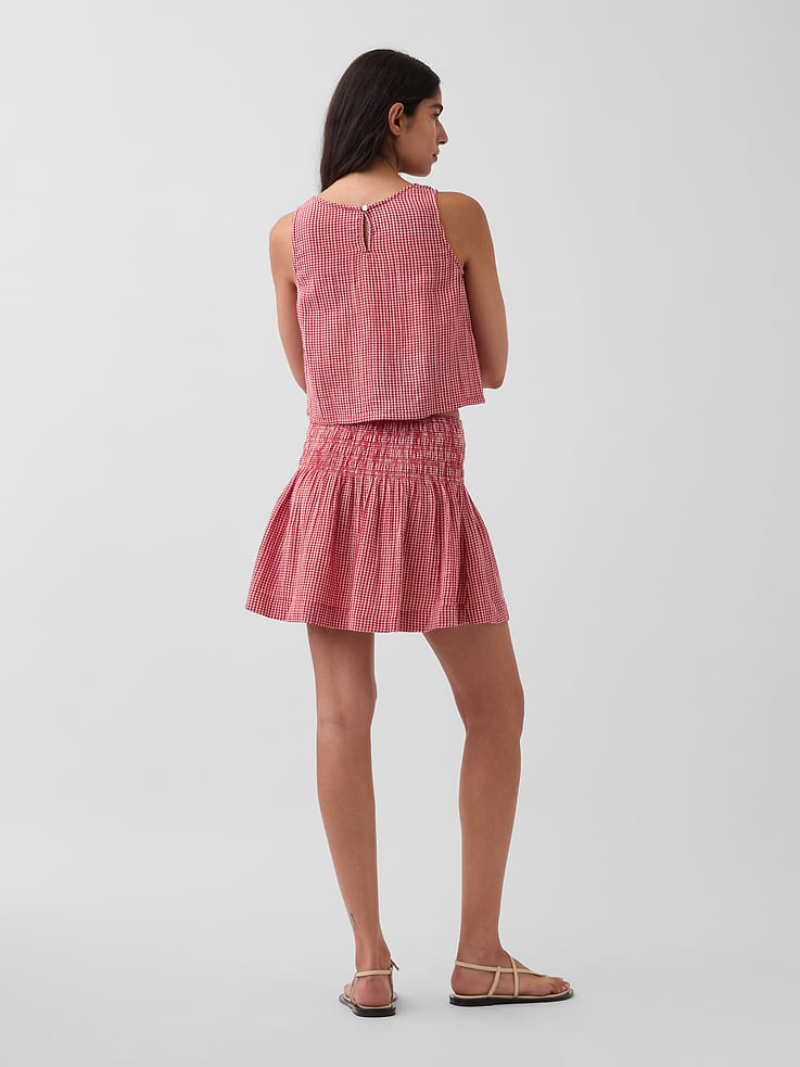 Image number 2 showing, Cotton Gauze Smocked-Waist Mini Skort