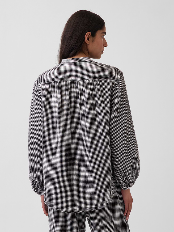 Image number 3 showing, Cotton Gauze Oversized Collarless Shirt