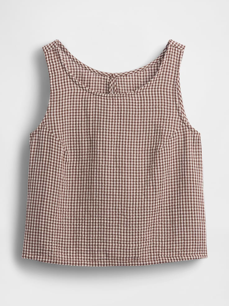 Image number 5 showing, Cotton Gauze Racer Shell Tank Top