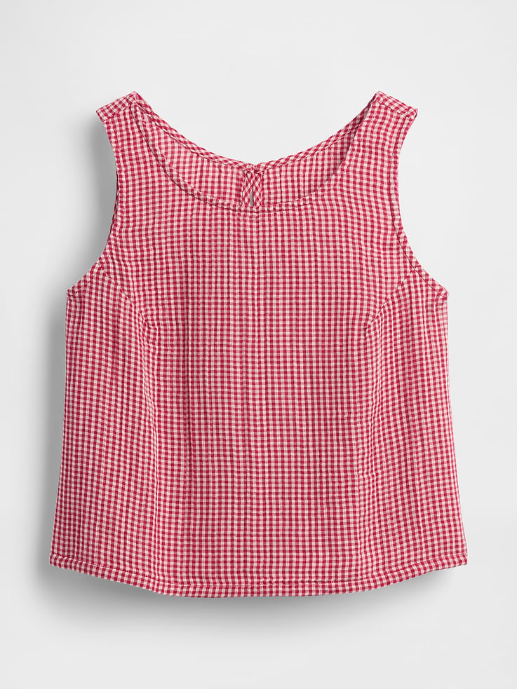 Image number 5 showing, Cotton Gauze Racer Shell Tank Top