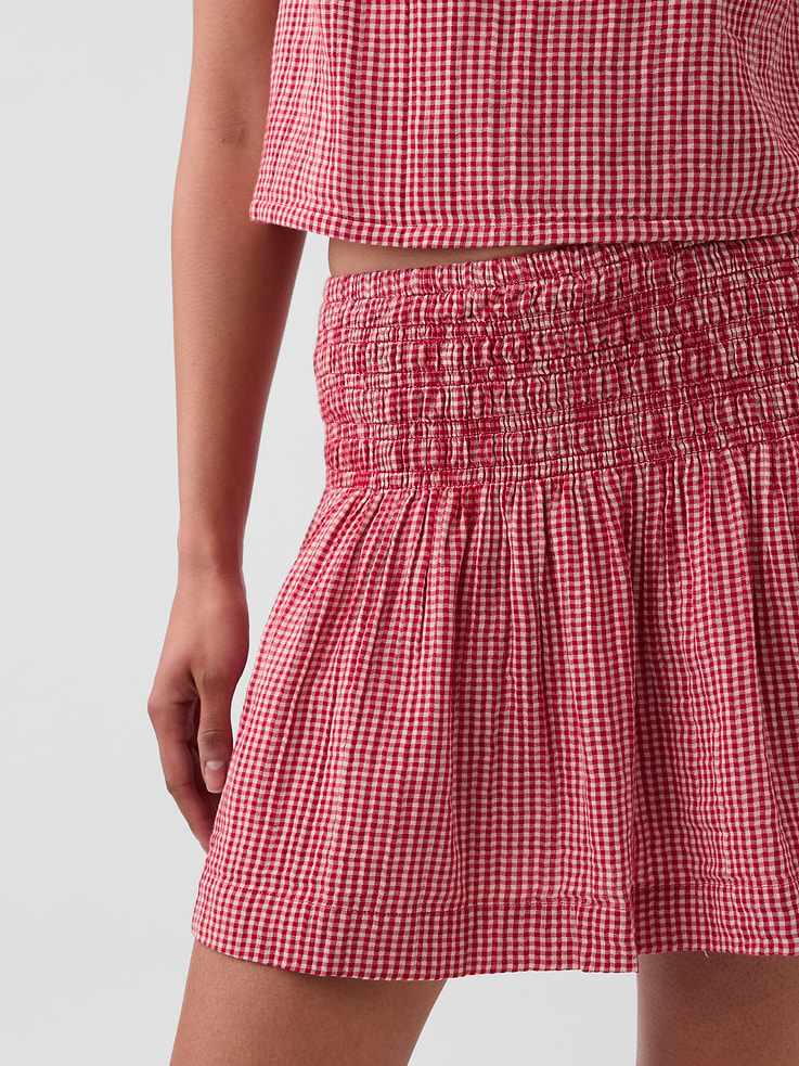 Image number 4 showing, Cotton Gauze Smocked-Waist Mini Skort
