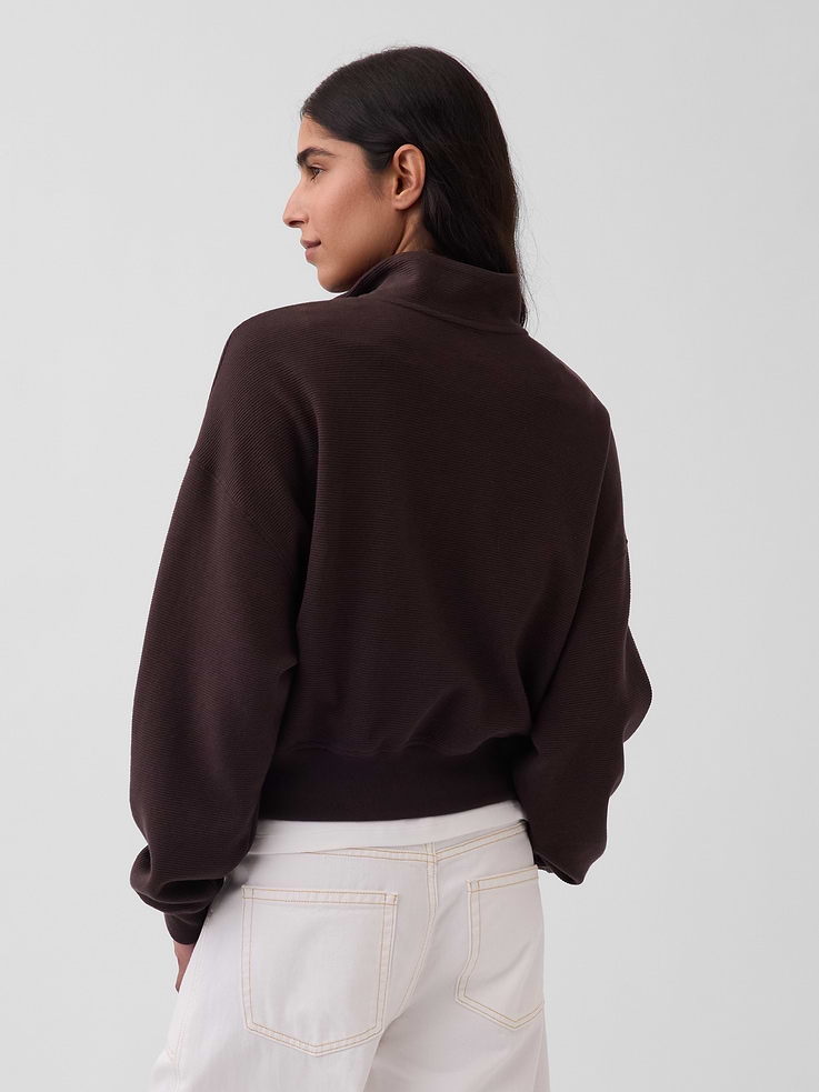 Image number 3 showing, Textured Cotton Oversized Half-Zip Pullover