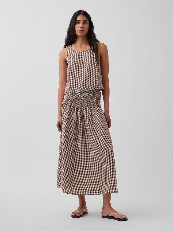 Image number 1 showing, Cotton Gauze Smocked-Waist Maxi Skirt