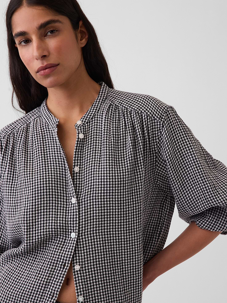 Image number 4 showing, Cotton Gauze Oversized Collarless Shirt